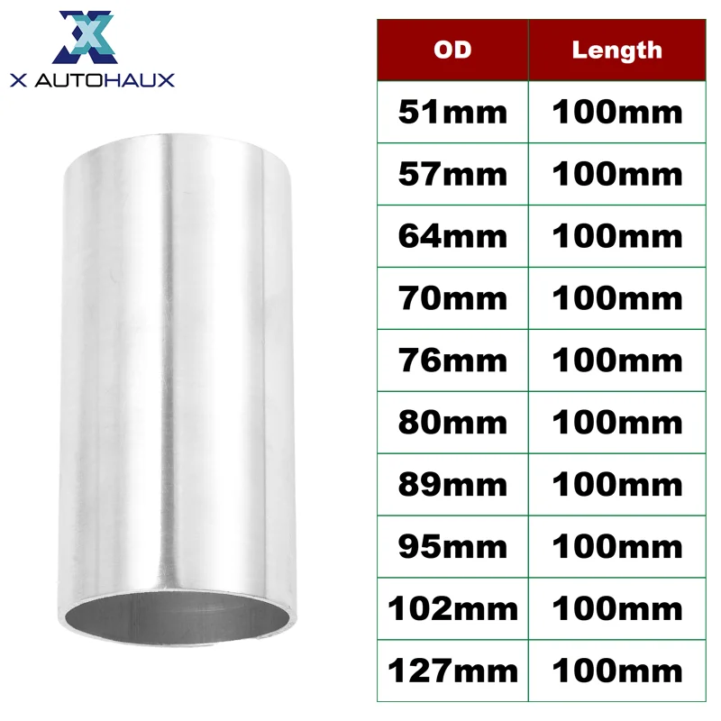 X Autohaux Auto Car Universal Air Intake Connection Hose Aluminum Alloy Tube Intercooler Straight 100mm Surface Polishing Pipe