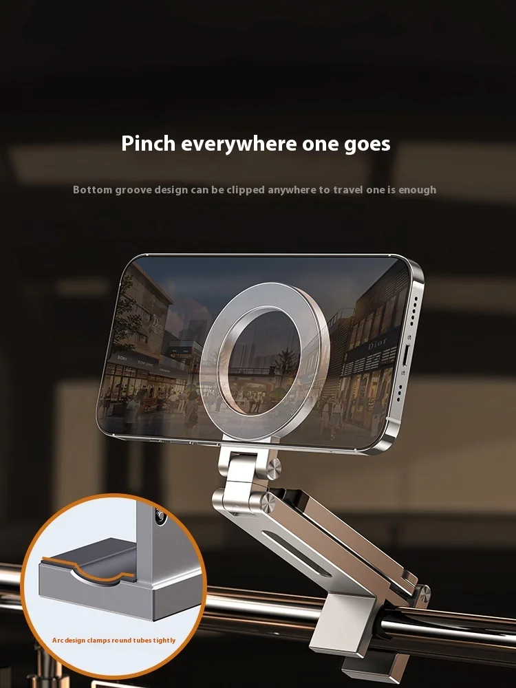 Foldable Travel/Airplane Phone Tripod Stand - 360° Magnetic Rotating Holder for IPhone & Android, Portable Desk/Car Mount