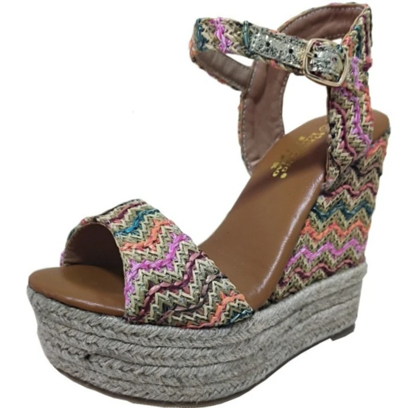 

Summer Fashion Roman Platforms Catwalk Sandals Shoes Women's Grass Woven Super High Heels Rattan Grass Woven Waterproof Sandals