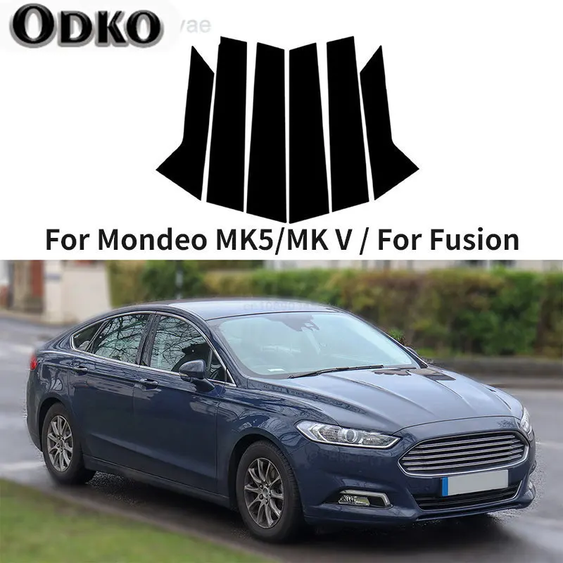 6Pcs Car Door Window Frame Pillar Post Stickers for Ford Mondeo MK5/MK V Fusion 2014-2022 B C Column Cover Styling Decoration