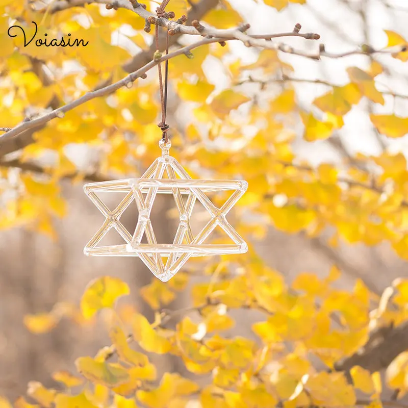 5/6/7inch Transparent Color Singing Merkaba Pyramid, Chakra Clear Quartz Crystal Meditation Sound Healing, Musical Instrument