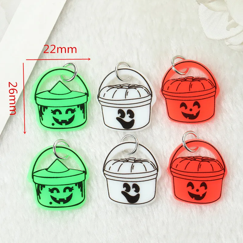 12Pcs Halloween Charms Creative Acrylic Pendant For Keychain Necklace Jewelry Diy Making