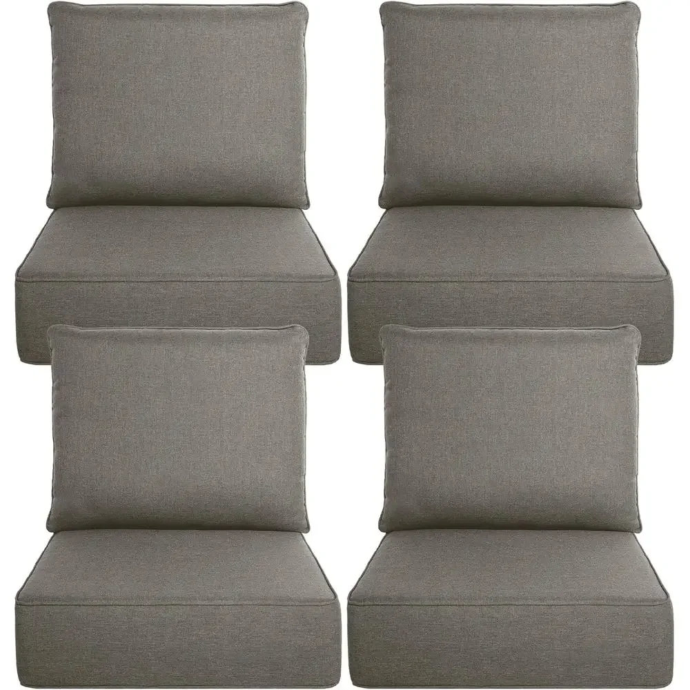 6 Thick Outdoor Cushion Set - 24x24 Inch, Spill-Resistant, Removable, Grey