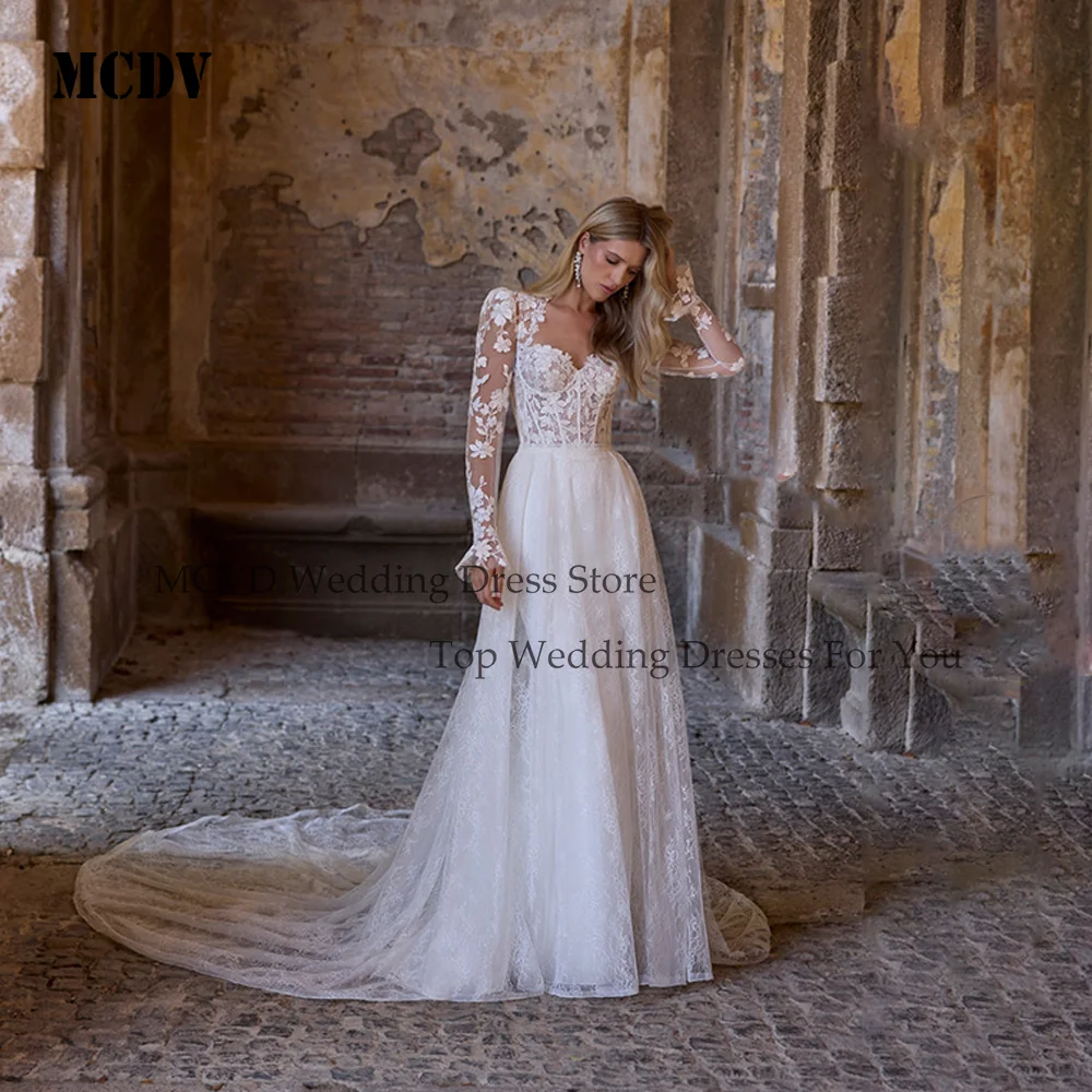

2 In 1 Wedding Dresses 2026 Luxury Mermaid Applique Full Sleeve Scoop Neck vestido de novias Detachable Train Customized