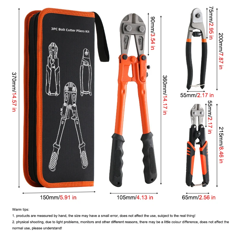 3-piece set of wire cutters combined with heavy-duty wire cutters, suitable for thick iron steel and chain rivets