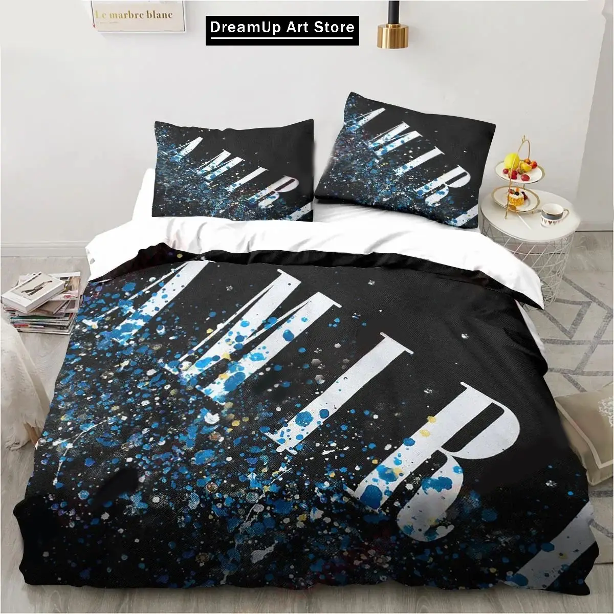 3D Logo Amiris Graffiti Pattern Bedding Set Sheet King Twin Double Child Bedding Set Mircofiber or Polyester Duvet Cover Set