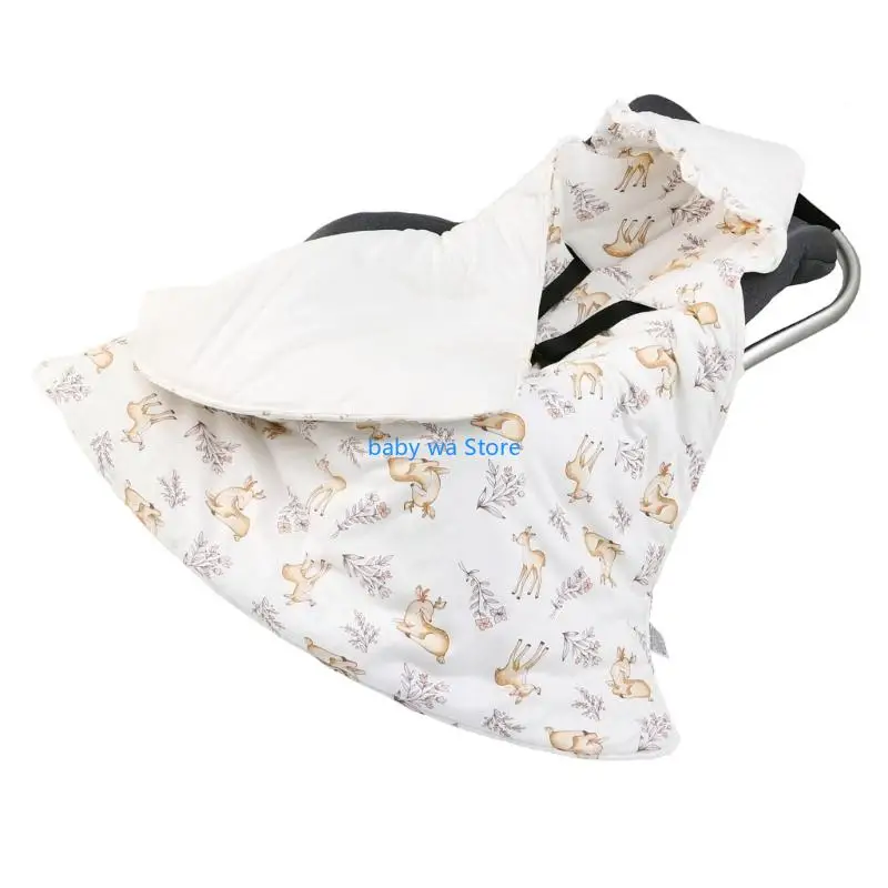 بطانية مقعد سيارة للأطفال مزدوجة الجوانب، قماط ناعمة قابلة للتنفس للاستخدام في الفصول الأربعة 4XBD #5