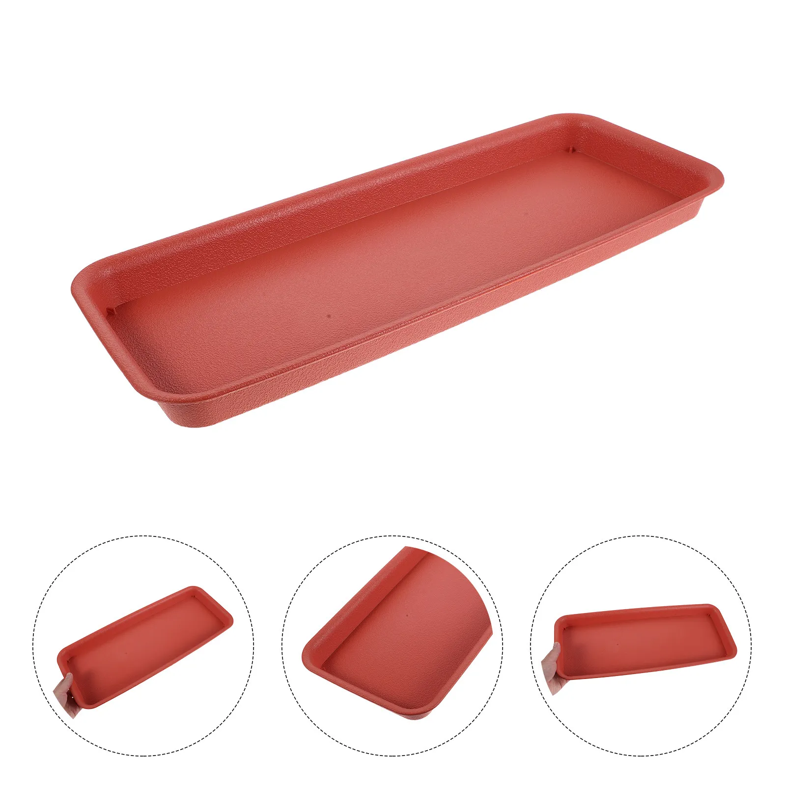 Rectangular Plant Pot Saucer Tray 19x8 Inch Thick Resin Drainage Tray for Indoor Outdoor Flower Pots Bonsai Garden Water Catcher