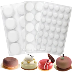 Molde redondo plano de silicona 3D para Tartas, utensilios para hornear, Mousse, gelatina, pudín, pastelería, helado, postre, Pan