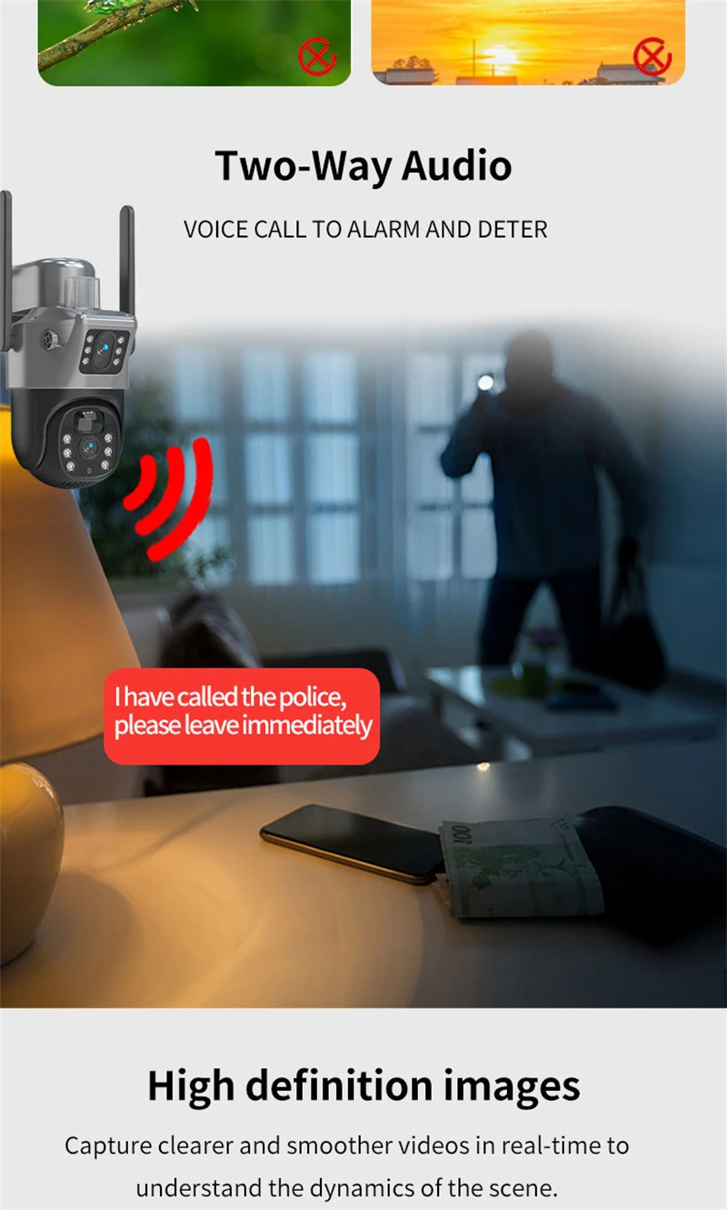 4MP 4G WIFI Solar Kamera Dual Objektiv Dual Screen Outdoor Wireless PTZ IP Kamera Mit Solar Panel Sicherheit Überwachung kamera – Detail 11
