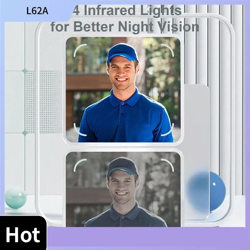 

L62A Беспроводной дверной звонок с функцией внутренней связи Беспроводной умный дверной звонок с дверным звонком ночного видения для домашней безопасности