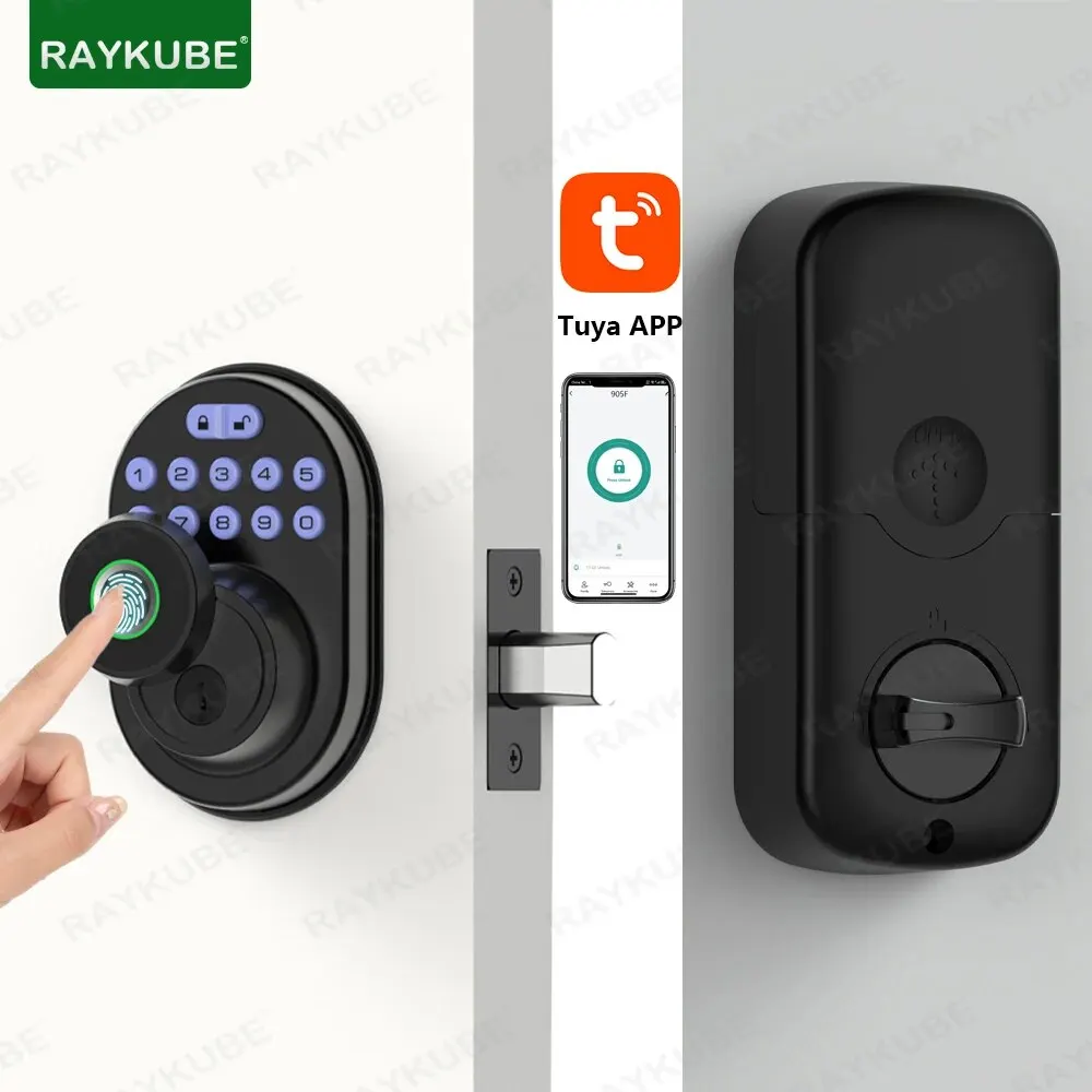 Smart Deadbolt Lock Tuya Bluetooth Fingerprint Digital Electric Lock Support Remote Temporary Password For Wooden Door 904F