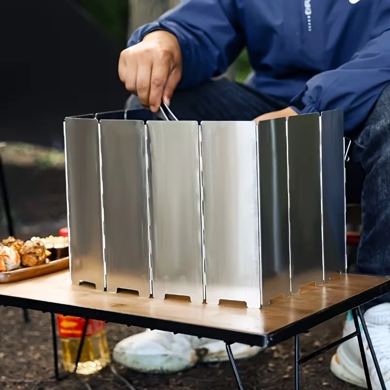 Ultraleichte Windschutzschilde aus Aluminiumlegierung für Campingkocher, faltbar mit Einsätzen, ideal für Outdoor-Kochen und Picknicks