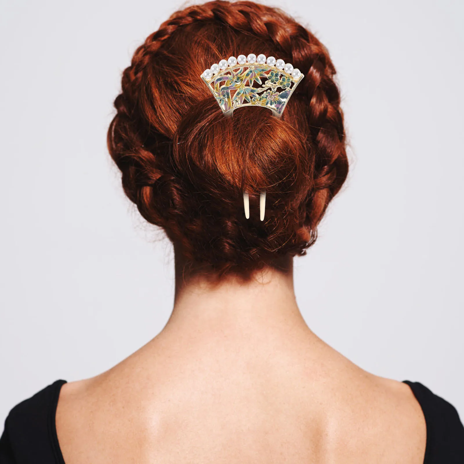 

Elegant Chinese Hairpin Fan Shaped U Pin With Pearls Classical Metal Accessories For Women Wedding Hanfu Qipao Styling Hair