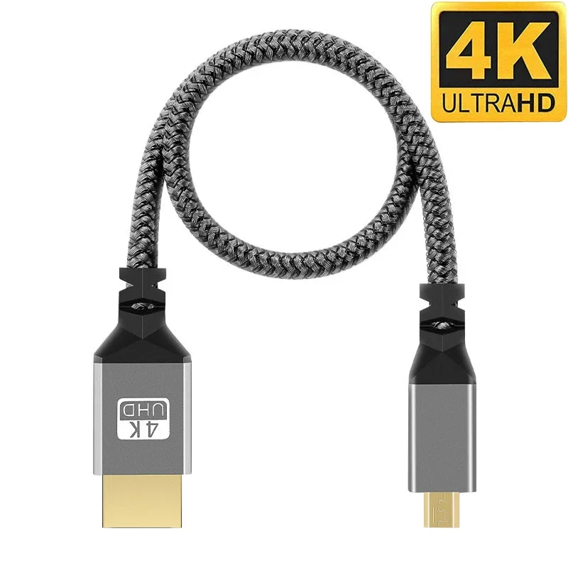 0.3/1/1.5/2/3/5/7.5/10M Nylon Braid HD 4K@60HZ V1.4 TPU HD 1080P Compatible Micro MicroHDMI TO HDMI Extension Male to Male Cable