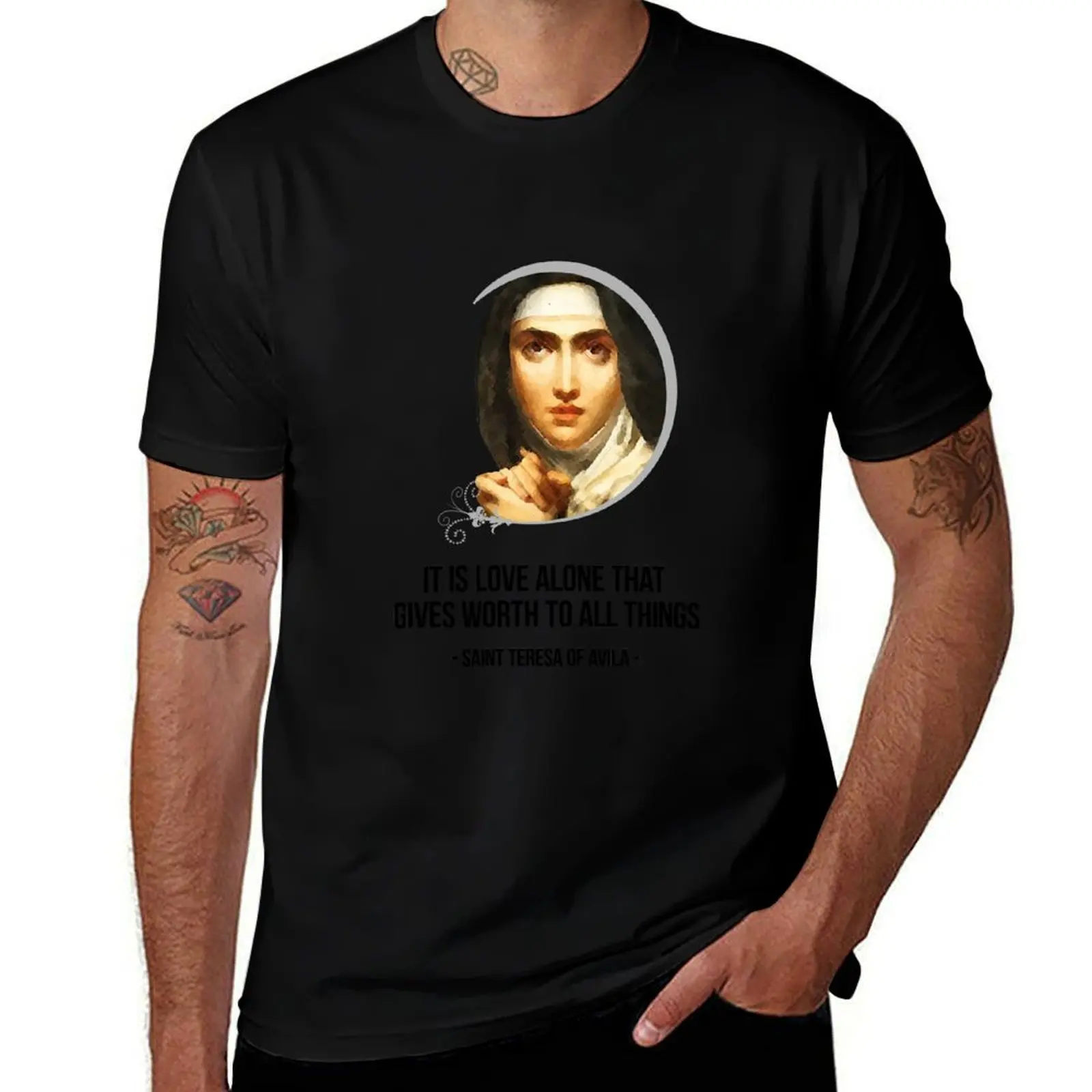 Love Gives Worth To All Things - St. Teresa of Avila Quote T-Shirt Sports Casual Breathable Tee Shirt