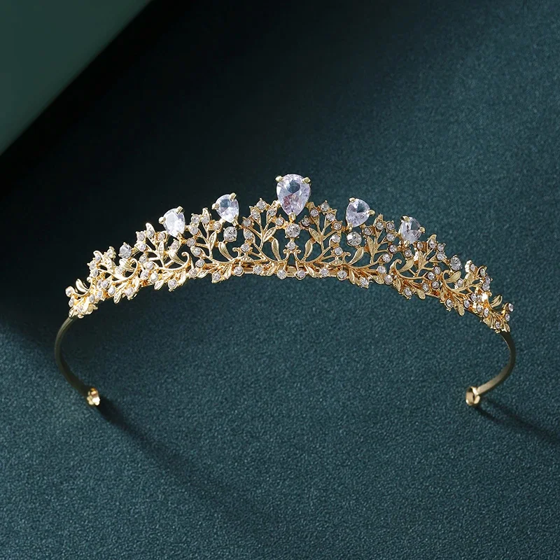Bridal Crown Golden Wedding Hair Accessories Crystal Rhinestone Bride Wedding Tiaras and Crowns Headpiece Diadema Hair Ornament image 6