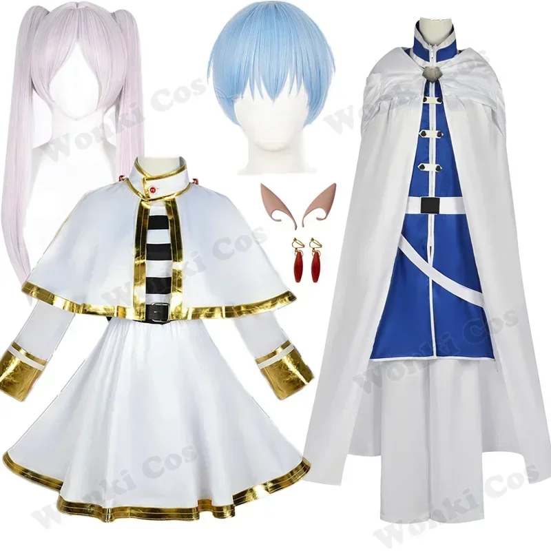 Anime Freeze Cosplay Costume Sky Cheery Cosplay Freeze Wig Short Hair for Men Women Party Outfits with Cloak