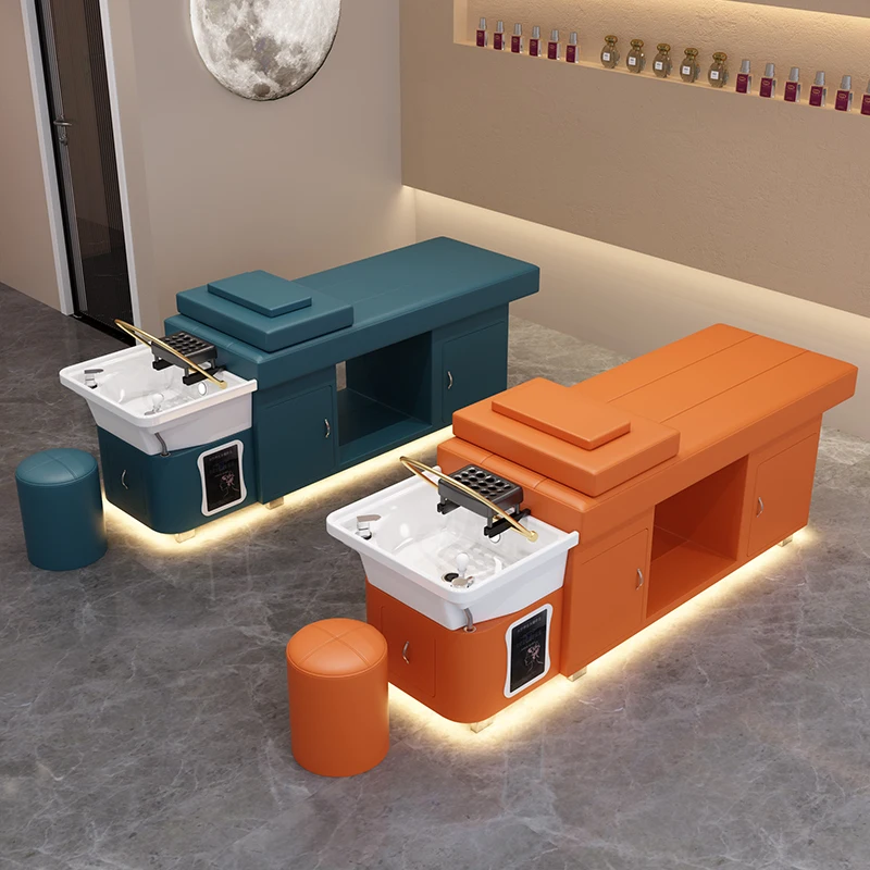 

Modern Beauty Salon Furniture Shampoo Massage Bed Water Circulation Spa Bed Shampoo Chair Led Light Box Shampoo Bed