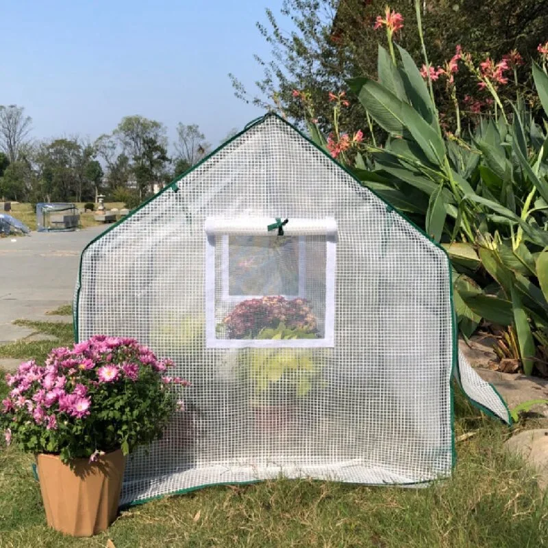 Plants Greenhouse Mesh+PE Double Zipper Door Tent ,Including Shelves Indoor Planting Garden Grow Waterproof Protect Warm House
