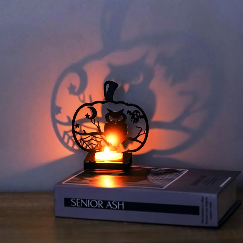 -Border Halloween Ghost Festival Projection Candle Holder Festival Atmosphere Home Decoration Candle Stand Venue A