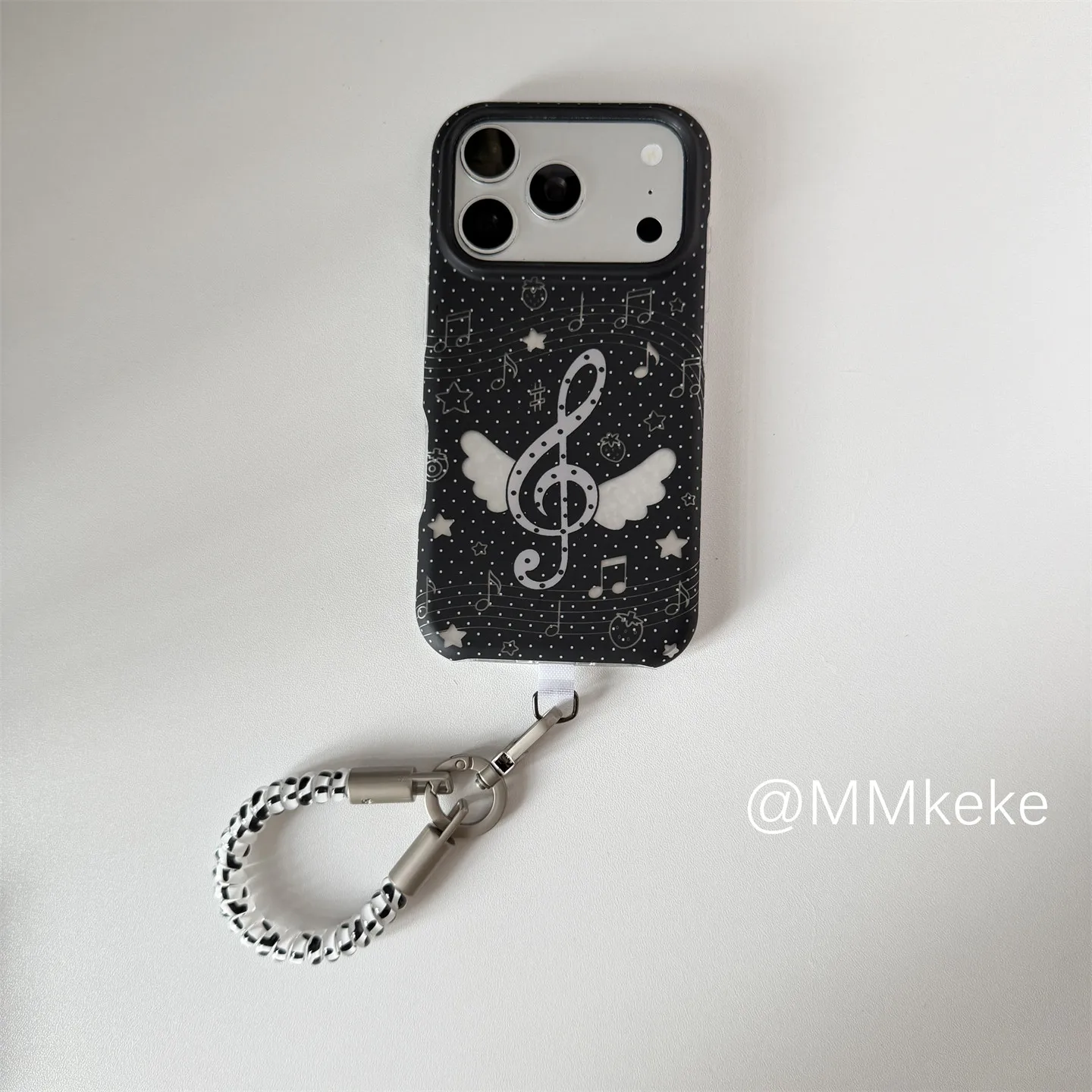 Korean Ins Black Note Wings Dots Y2K Phone Case For iPhone Ultra 18 17 Air 16 15 14 13 12 11 Pro Max 7 8 Plus XR XS MAX Cover view 5