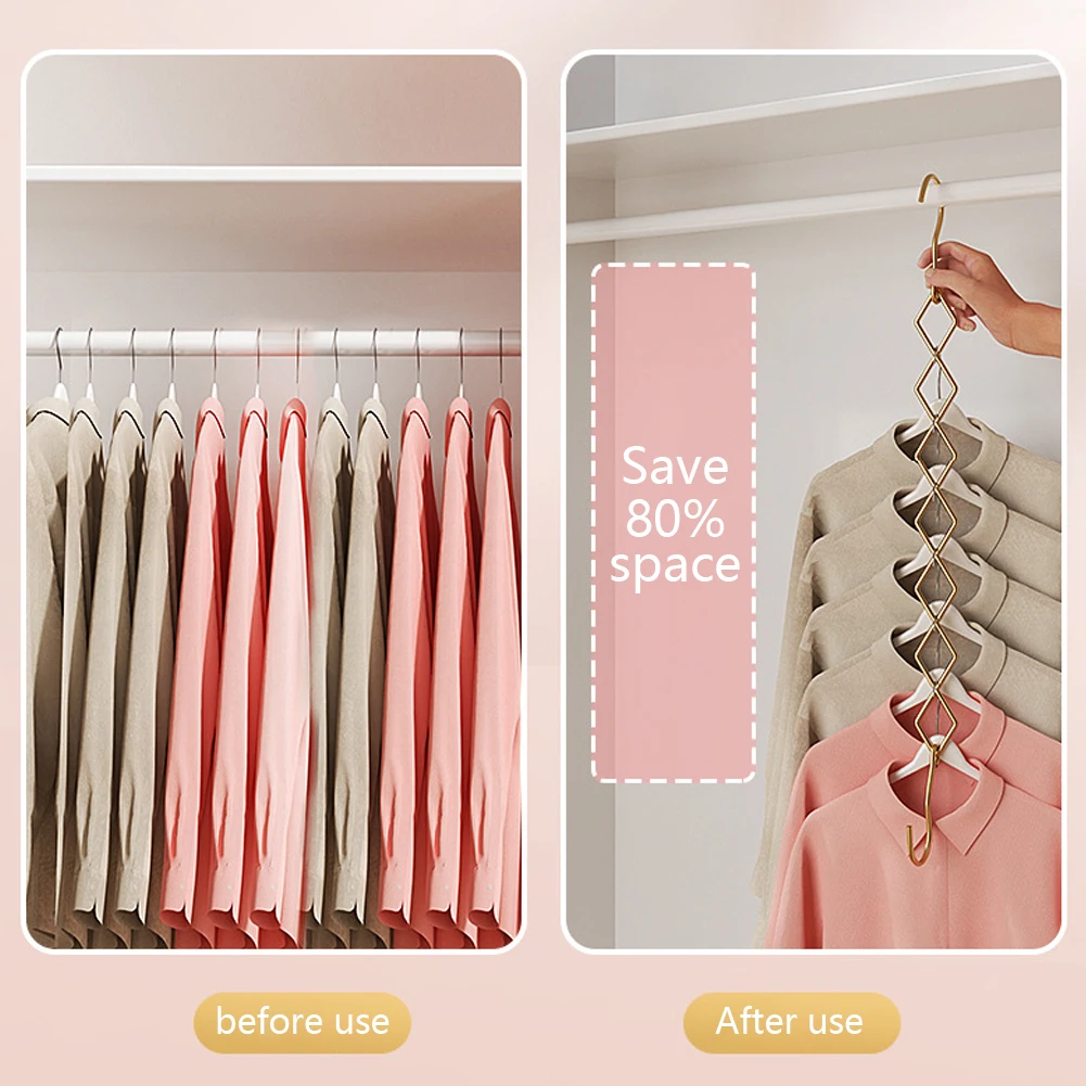 Magic Space Saving Clothes Hangers,Foldable Closet Organizer,Wardrobe Clothing Cascading Rack 7 Slots for Pants Dresses Coats