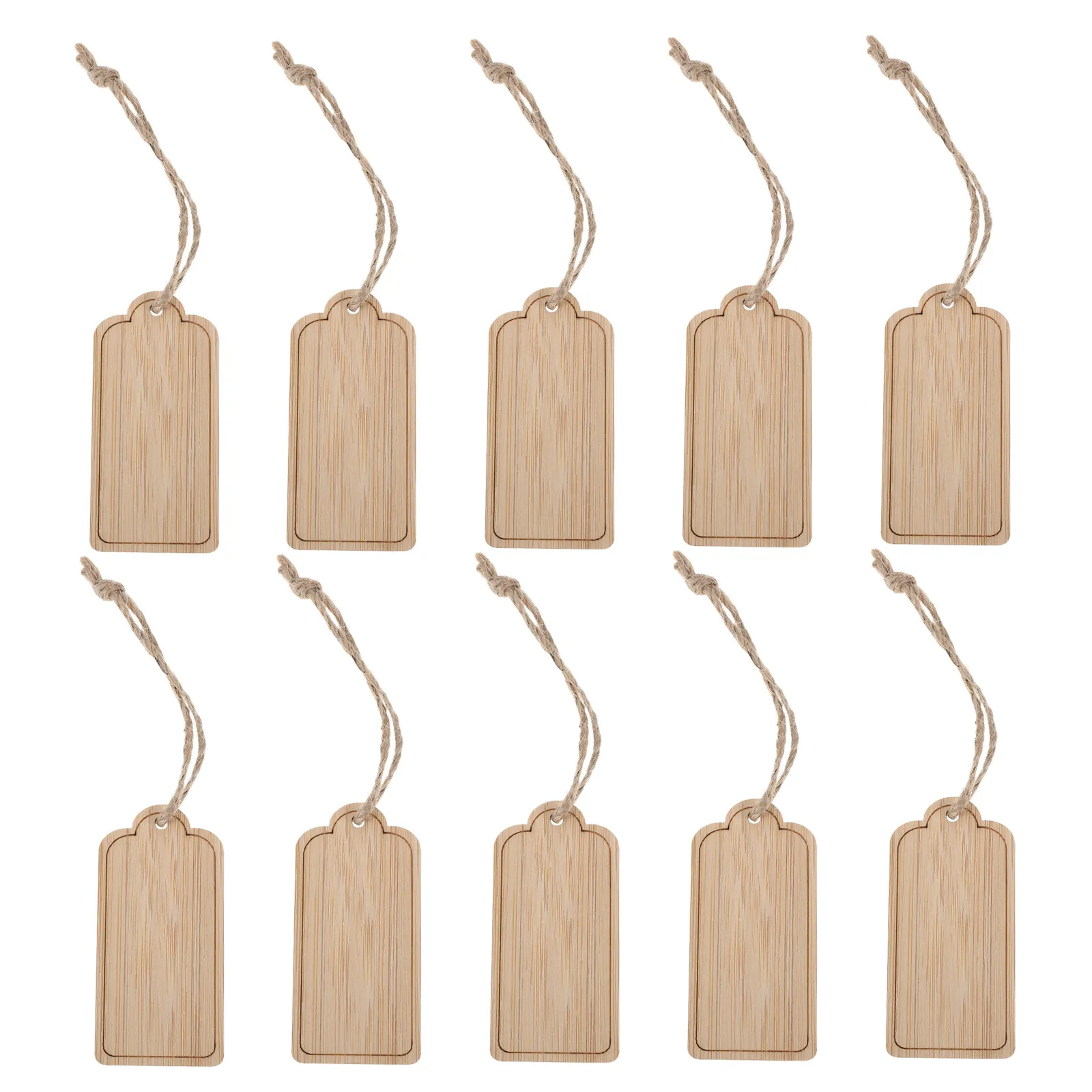 10Pcs Natural Wood Hanging Plant Tags Rectangle Garden Markers for Flower Pots Balcony Classroom Projects Weather Resistant