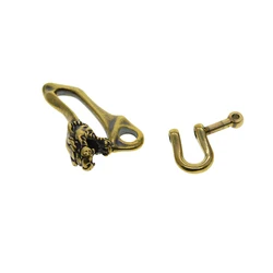 Fine biker antique brass 3D African Leopard soar Japanese U belt hook shackle chains leather craft key hanger DIY FOB lanyard