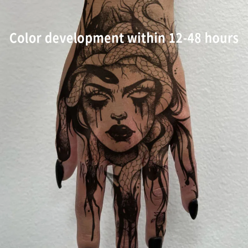 Greek Myth Herbal Juice Tattoo Sticker Medusa Design Temporary Tattoos for Men Women Body Art Waterproof Fake Tattoos Y2k Gifts