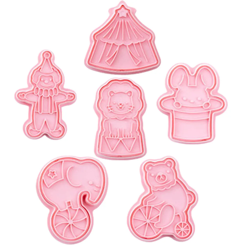 6Pcs Cookie Cutters Plastic Circus Fondant Molds Kitchen Baking Tools Biscuit Cutter DIY Chocolate Candy Mold Kids Party