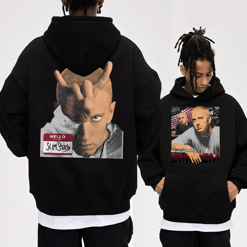 

Vintage Rapper Eminem Print Hoodies Men Women Harajuku Gothic Oversized Hooded Sweatshirt New Long-sleeved Pullover Unisex Tops