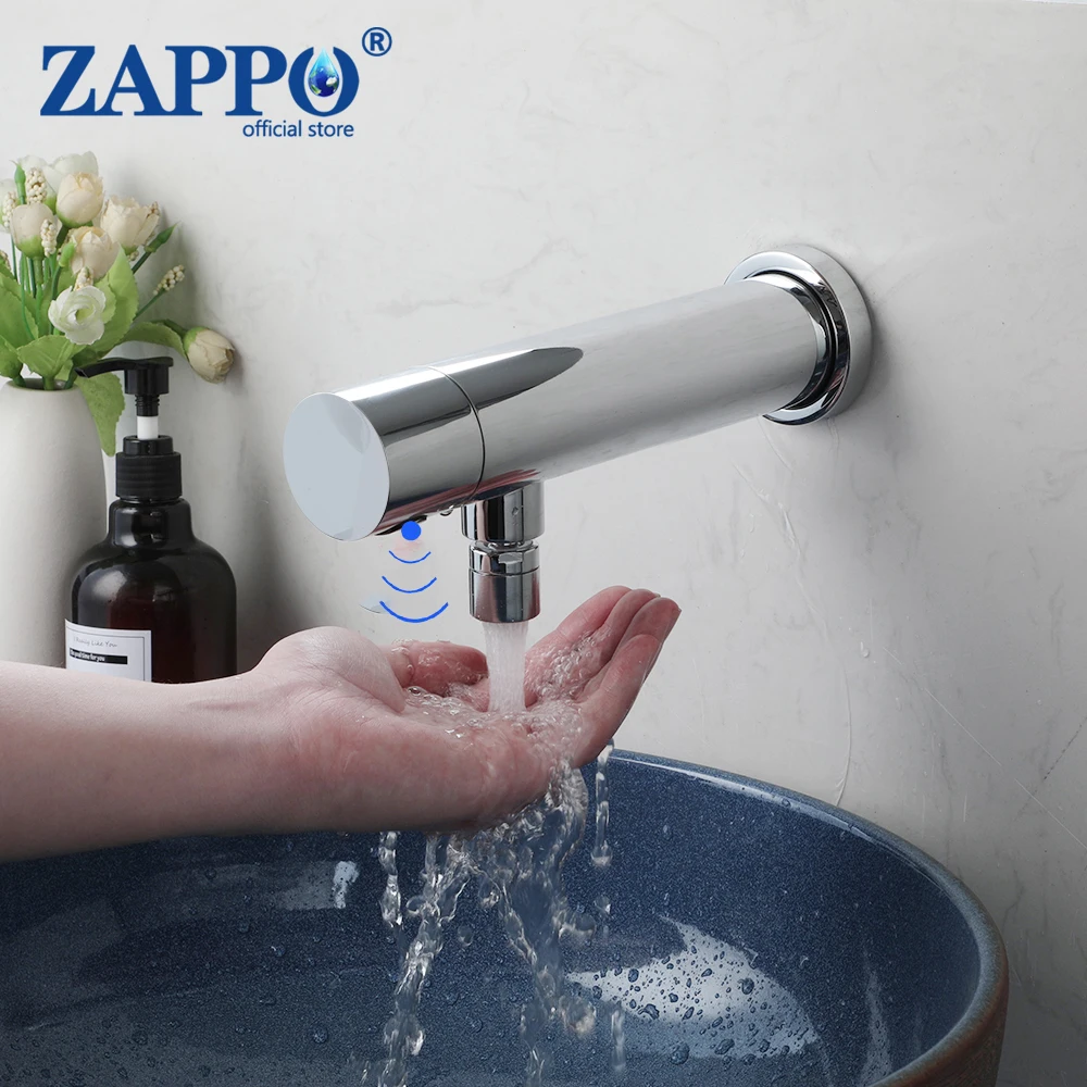 ZAPPO Automatic Hands Free Touch Sensor Faucet Basin Sink Cold Tap Faucets Lavatory Bathroom Faucet Wall Mount Sensor Faucet