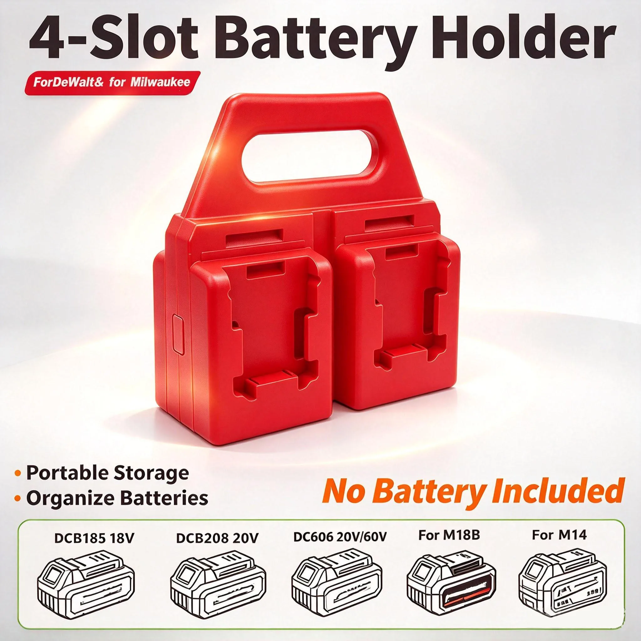 For Milwaukee 18V Lithium Battery Case Storage Box Holder For Bosch For DeWalt For M18 Mounts Dock Holder Work Van Shelf Toolbox