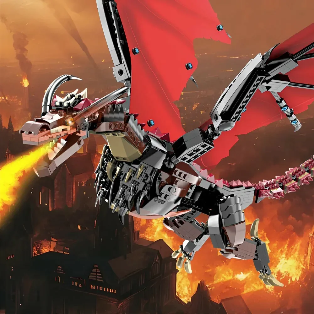 1018PCS Movie Series MOC Fire Breathing Dragon Building Blocks Game Action Figures Model Bricks Creative Toys for Boy Kid Gifts