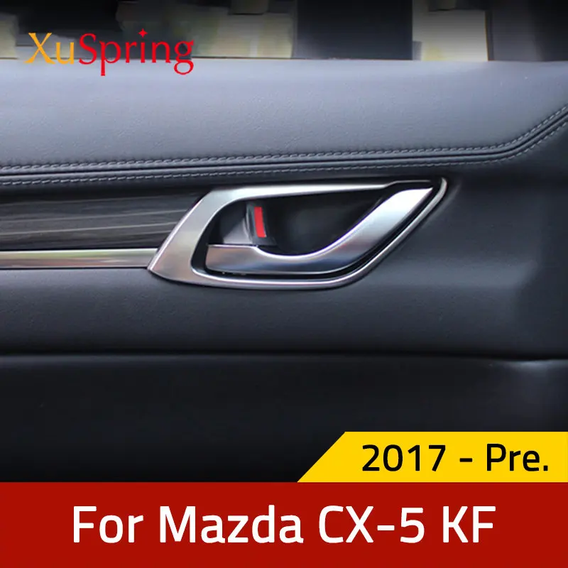 Marco de pasamanos de manija de puerta Interior de coche para Mazda CX-5 CX5 2017-2023 2024 KF cubierta bisel anillo pegatinas guarnición accesorios