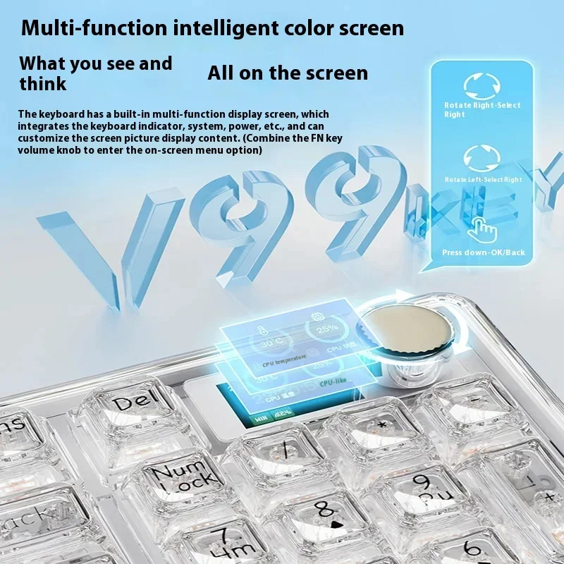 Imagem -03 - Forerunner-teclado Mecânico Transparente sem Fio para Meninas Jogo Bluetooth Personalizado Rock Candy Querida Alto Valor V99