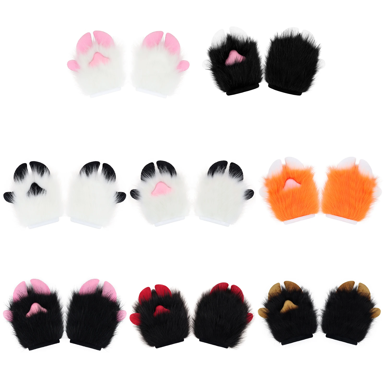 Kunstfell-Schafhuf-förmige Plüschhandschuhe Vollfinger-Fäustlinge für Halloween-Party-Kostüm-Accessoires