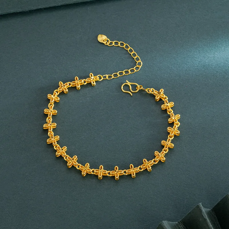 Lucky 18K Gold Color Clover Bracelet Chain for Women Fine Jewelry open Bracelet Wedding Birthday Gifts Not Fade