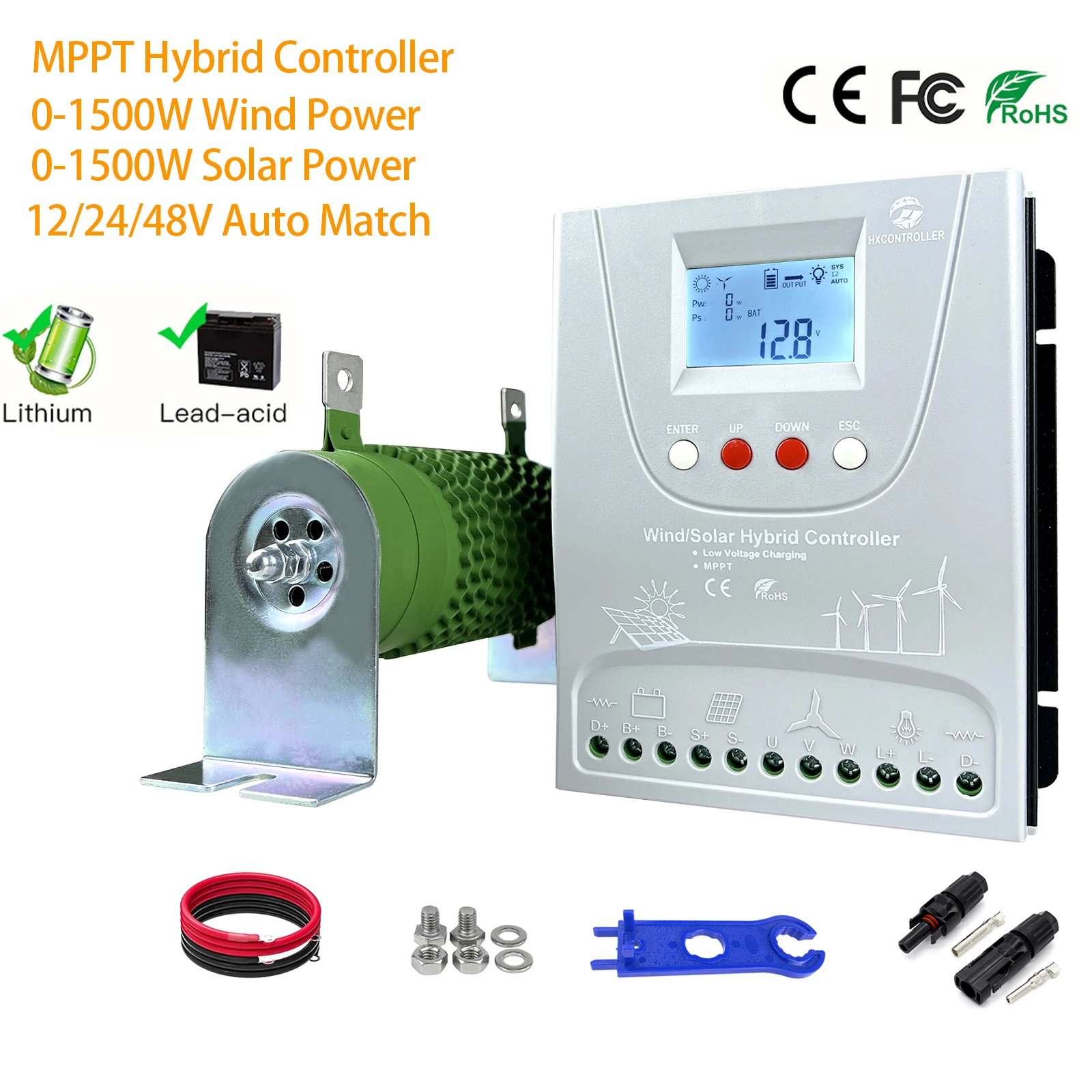 

NEW 12V 24V 48V 3000W Hybrid Wind Solar Charge Controller MPPT Wind Solar Power System For Lifepo4 Lithium Lead Acid Battery