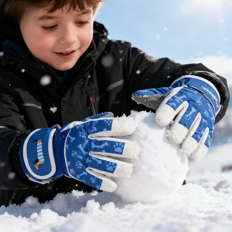 

Winter Student Ski Gloves Velcro Cold-proof Warm Gloves Non-slip Wear-resistant Plus Velvet Thickened Ski Gloves Unisex