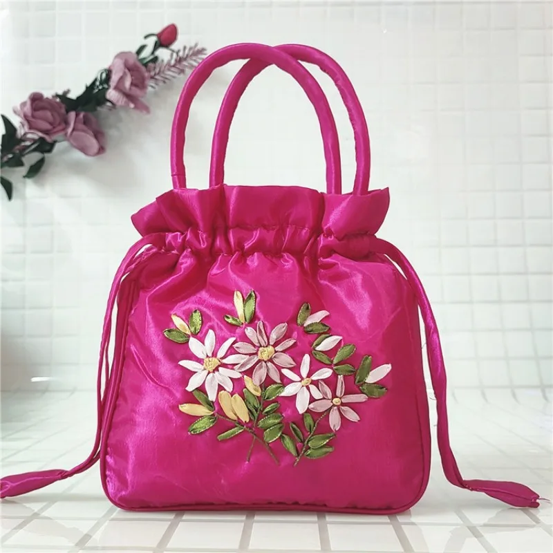 

Женская сумка-ведро с верхней ручкой, сумка для телефона, летний маленький кошелек в этническом стиле, сумка на шнурке с вышитым цветочным узором