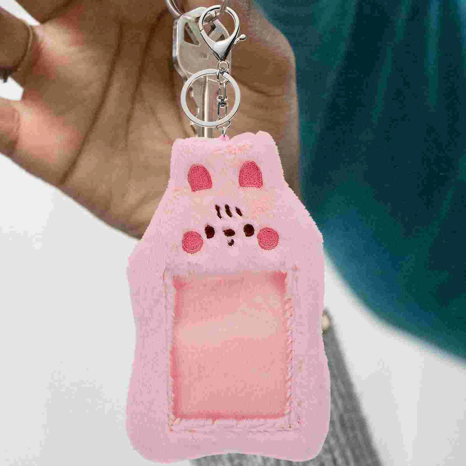 Plush Card Holder Reusable Keychain Decoration Id Badge Postcards Sleeve Holders Bus Student Visible