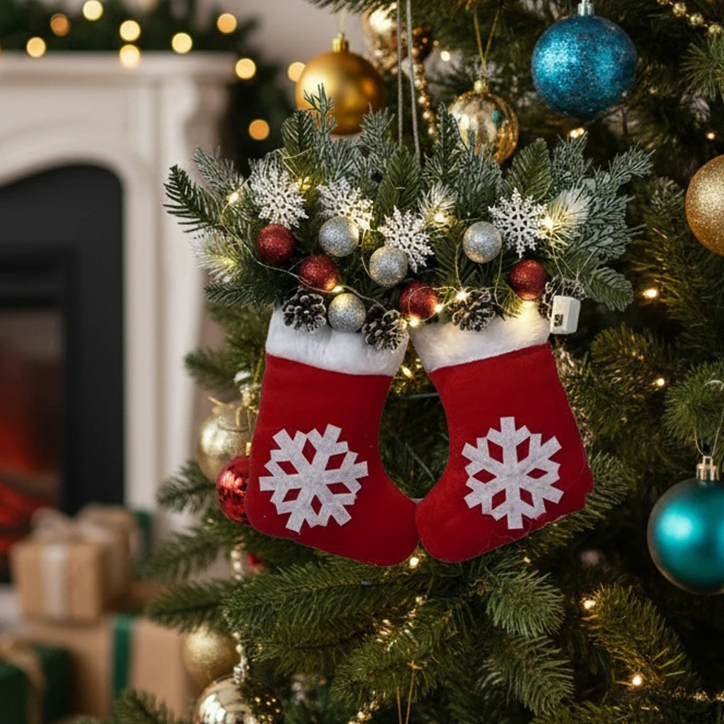 اكاليل مهرجان وميض لمحاكاة يوم عيد الميلاد مضيئة متينة الجمال مضاءة إكليل عيد الميلاد تعليق #4