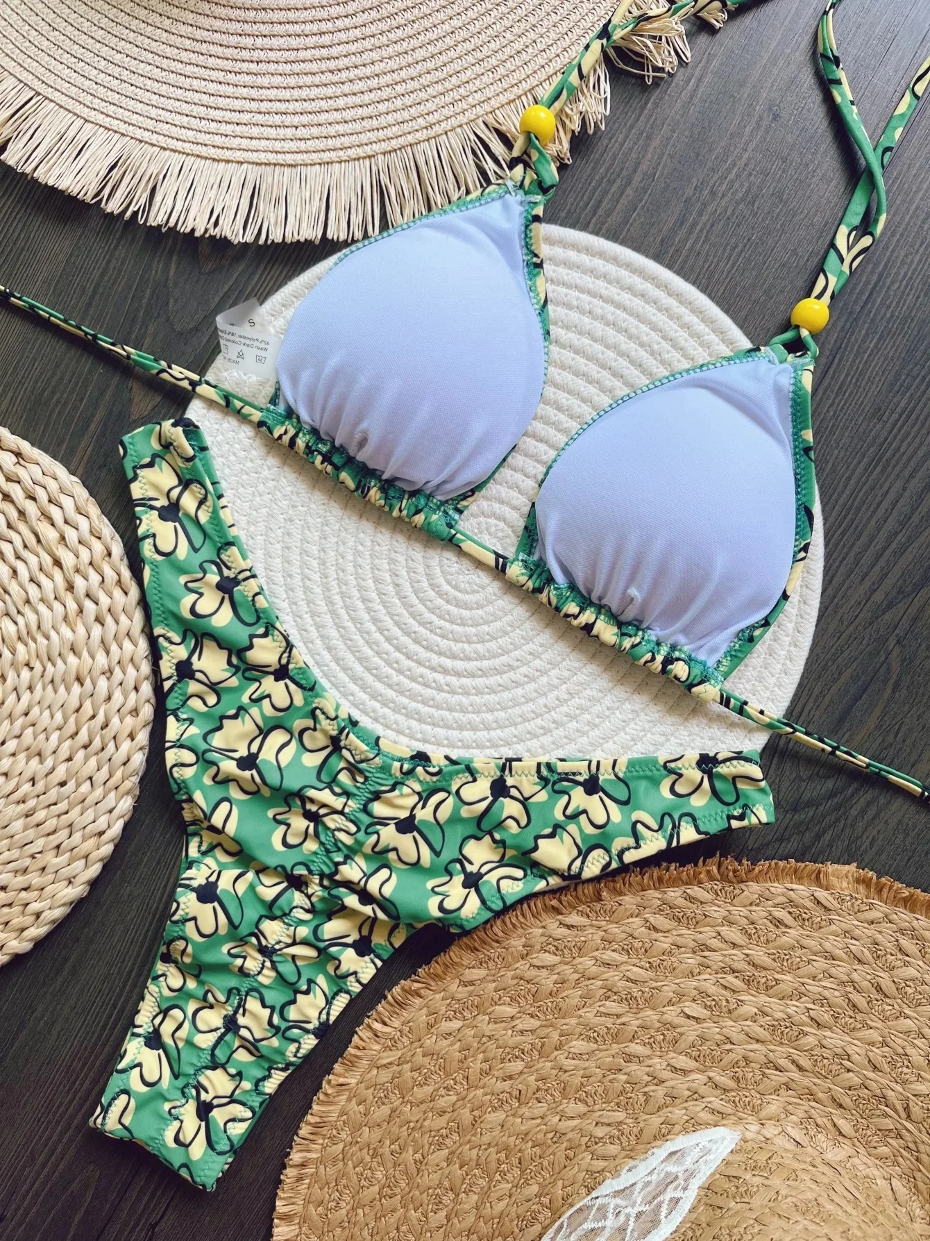 RUOTONSEPT New Sexy Botany Print Bikinis Set Women\'s Swimsuit Two-piece Triangle Halter Swimwear Bathing Suit Brazilian Biquinis