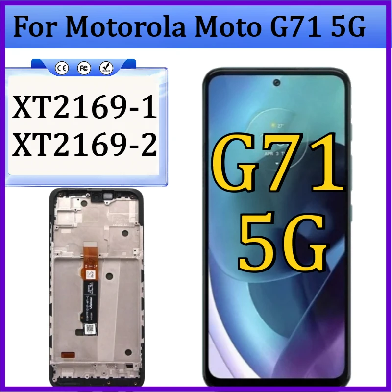 

Дисплейный модуль с тачскрином для Motorola Moto G71 5G XT2169-1 XT2169-2, запчасти для замены экрана Moto G71 5G