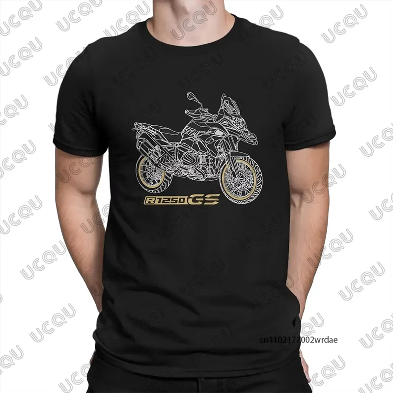 

GS 1250 R 1250 GS Print Black Motorcycle T-shirt For Men 2025 Summer Short Sleeve Crewneck Tees Casual Sports Unisex Tops