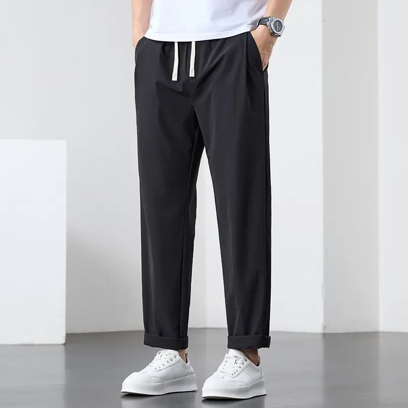 ربيع صيف جديد الحرير الجليد سريعة الجافة السراويل تنفس مريحة بناطيل كاجوال الرجال النساء