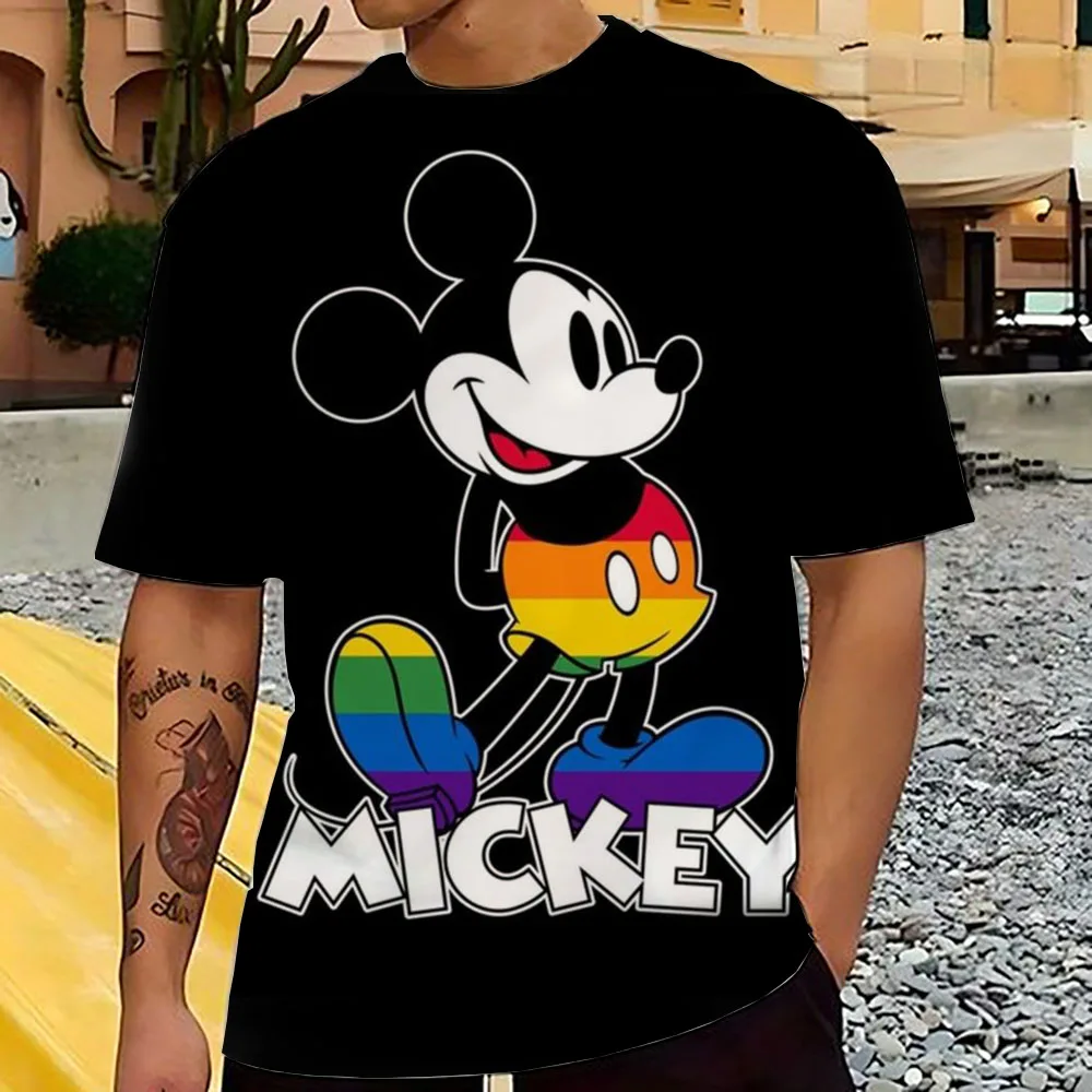 Miniso Men Disney Mickey Mouse T-Shirt Summer Boy Street Fashion Casual Sports Loose O Neck Quick Dry Short Sleeve Clothing Kid