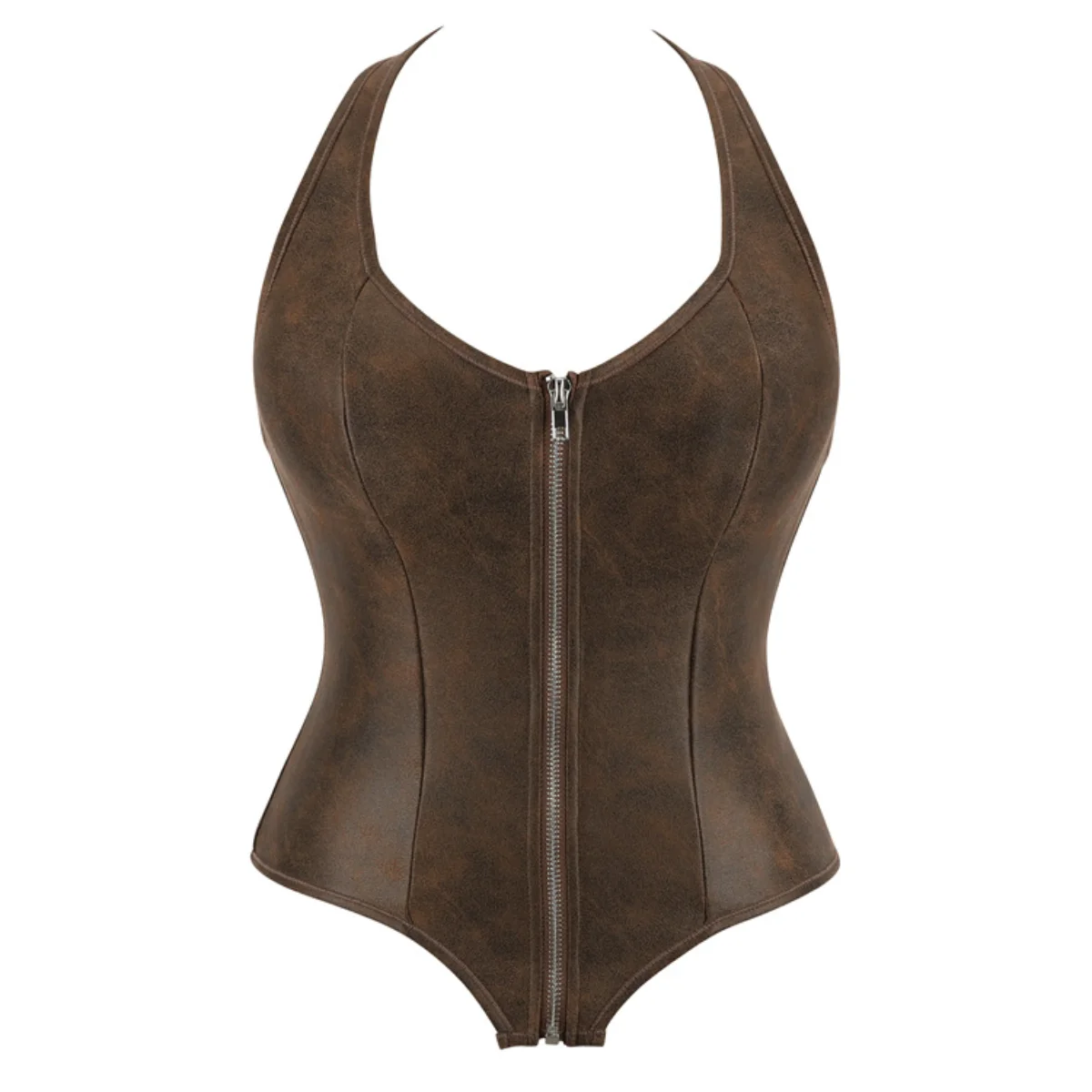 

Brown Velvet Halter Corset Tops Zipper Women's Fashion Shapewear Backless Fit Vests Tank Top Corsets Slim Waist Trainer Camisole